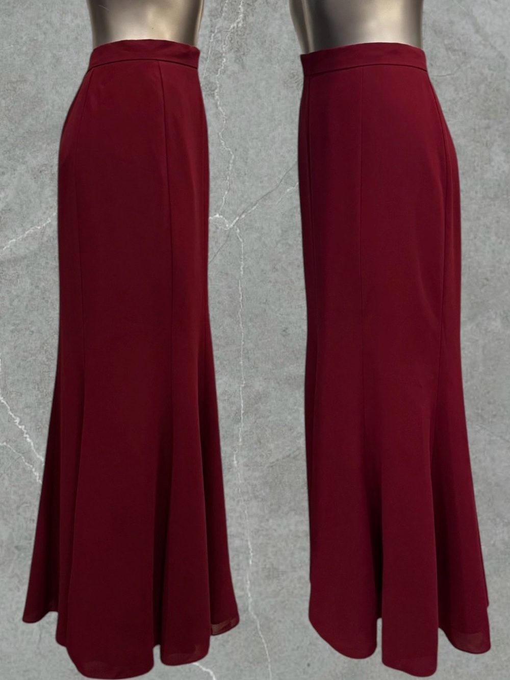 Classic Burgundy Maxi Skirt with Flared Hem - Picture 5 of 15